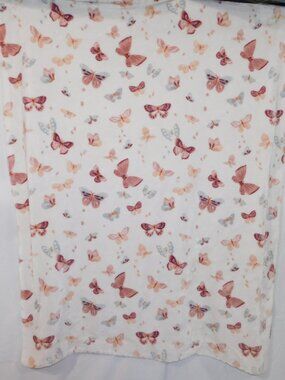 Rachel Zoe Plush Fleece Baby Blanket Butterflies Moths Pink Maroon 29" x 39"